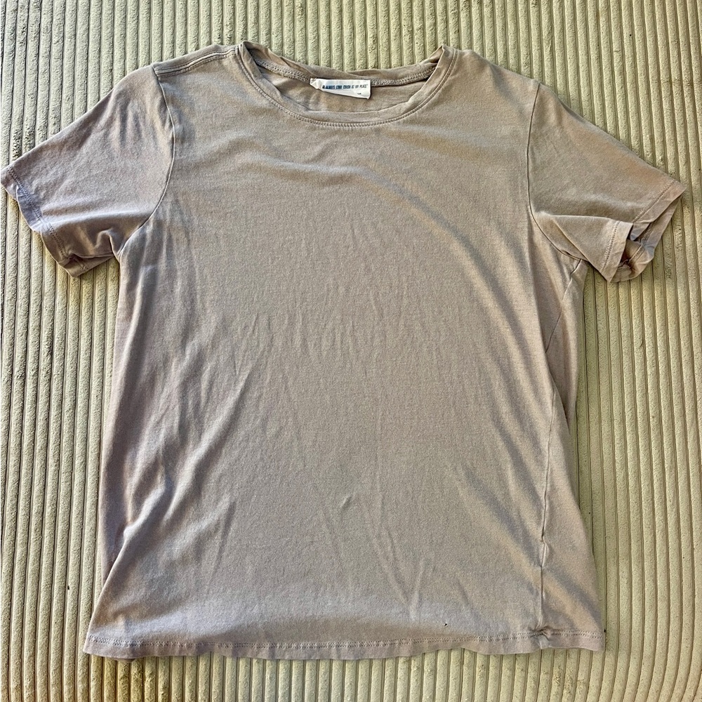 Super Soft Cotton Distressed Taupe Nude Tan Neutral Tee Shirt Short Sleeve
